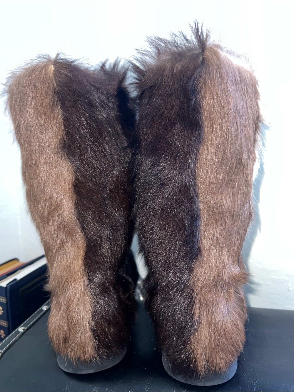 Women’s Brown and Cream Fur Winter Boots - Cozy Tall Boot - Picture 4 of 5